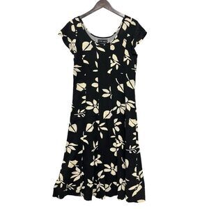 Jams World Vintage Women's Size Large Shift Maxi Dress Black/Khaki Floral Rayon